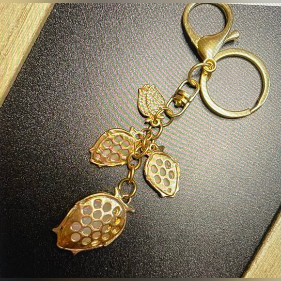 Gold Tulip Bag Charm Keychain Flower Key Chain with Key Rings for Purse Handbags - Picture 5 of 7
